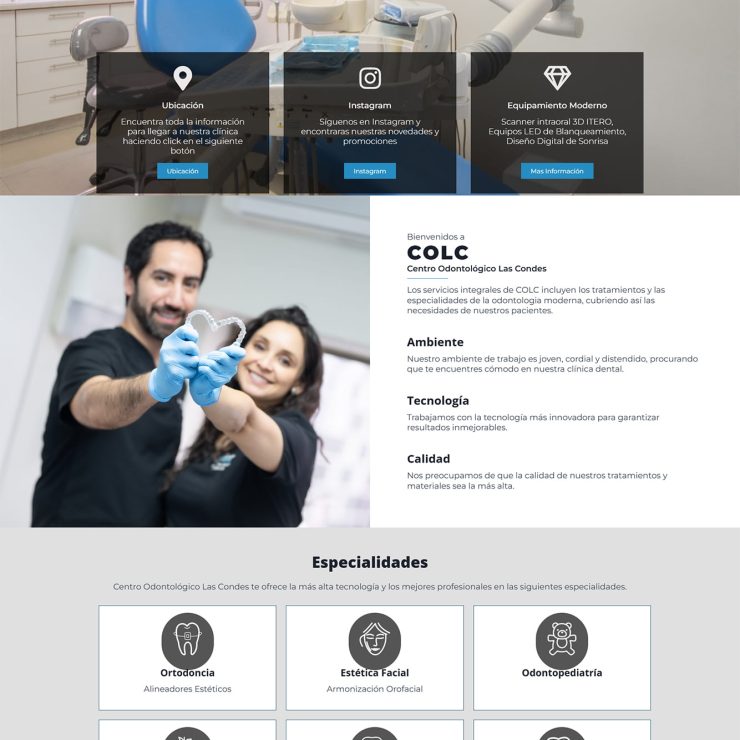 Página principal del Centro Odontológico Las Condes